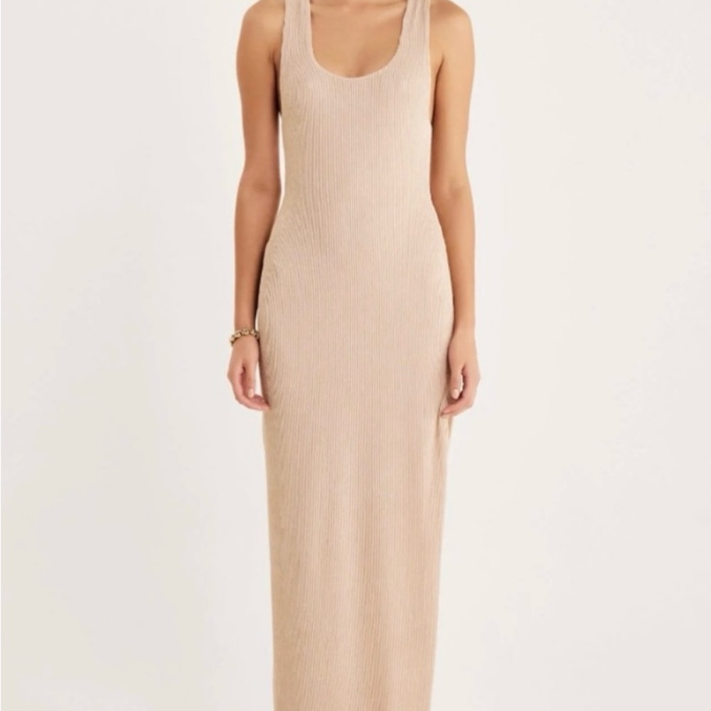 NWT RUMOR Rosa Elegant Tan Sleeveless Maxi Dress